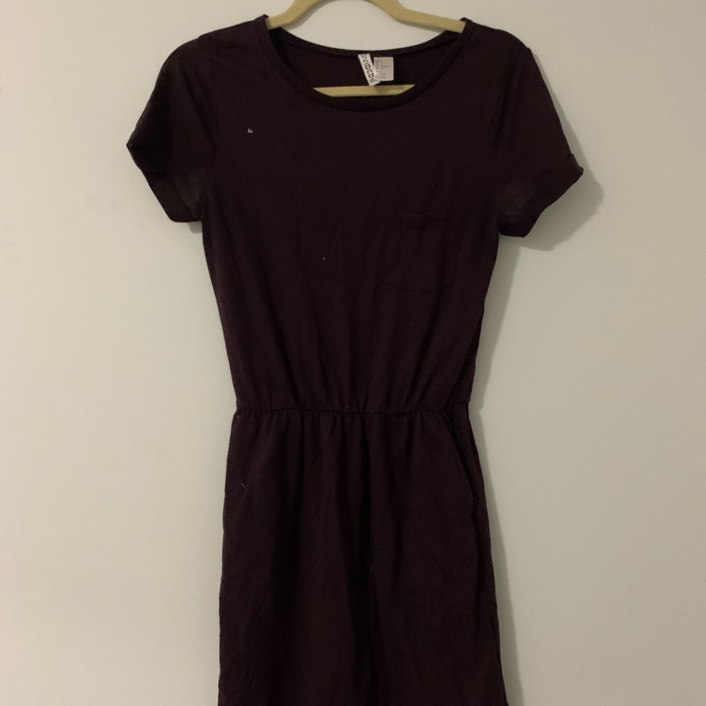 Purple Pocket T Short Dress